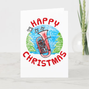 Tarjeta De Agradecimiento Navidades de eufonio con música de bronce