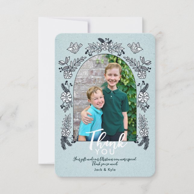 Tarjeta De Agradecimiento Navidades De Flores De Arco Fantástico Gracias C (Anverso)