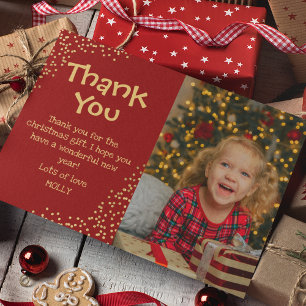 Tarjeta De Agradecimiento Navidades de fotografía de Cute Kids Gold Purpurin