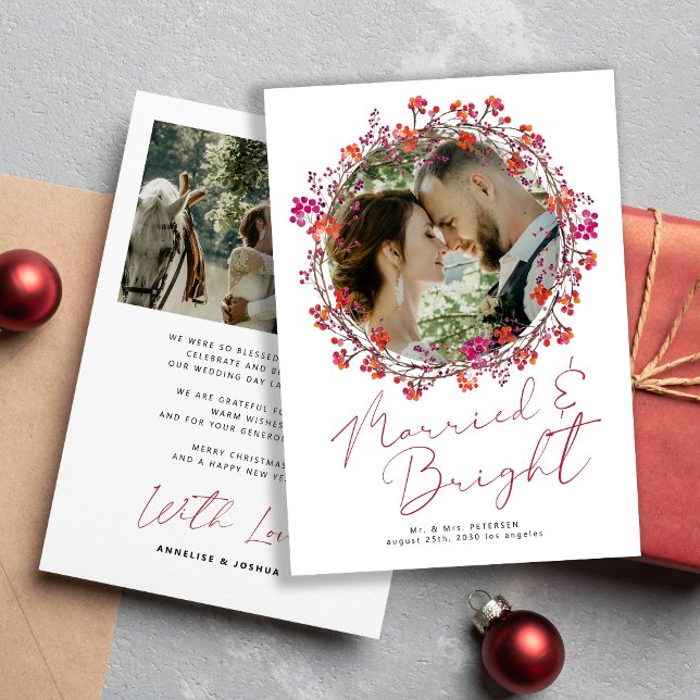 Tarjeta De Agradecimiento Navidades de fotografía recién casados y brillante (Subido por el creador)