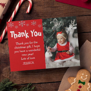 Tarjeta De Agradecimiento Navidades de fotos de copos de nieve para niños pe