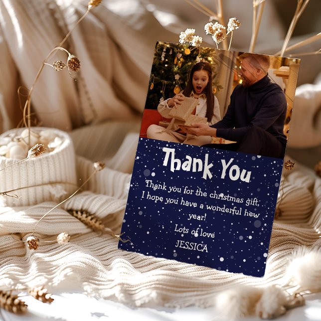 Tarjeta De Agradecimiento Navidades de fotos de nieve para niños pequeños (Subido por el creador)