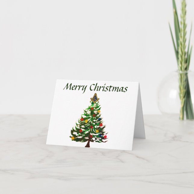 Tarjeta De Agradecimiento Navidades de Freemason Masonic Square y Compass (Anverso)