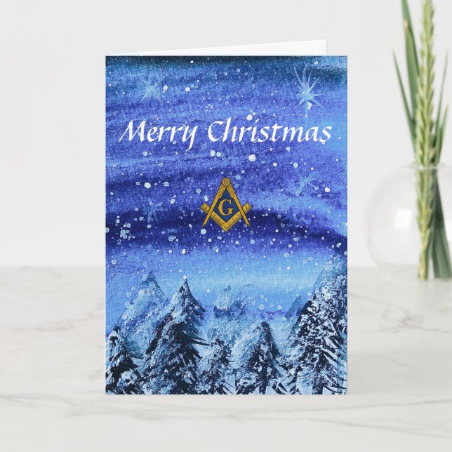 Tarjeta De Agradecimiento Navidades de Freemason Masonic Square y Compass (Anverso)