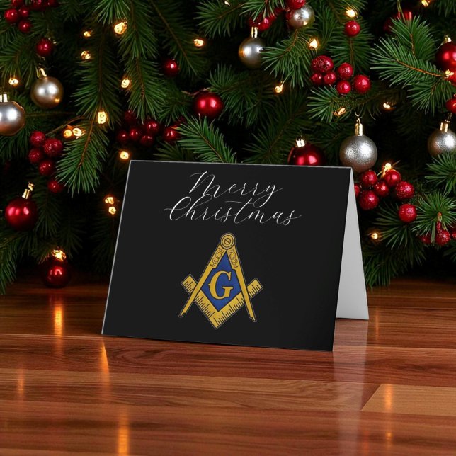 Tarjeta De Agradecimiento Navidades de Freemason Masonic Square y Compass (Subido por el creador)