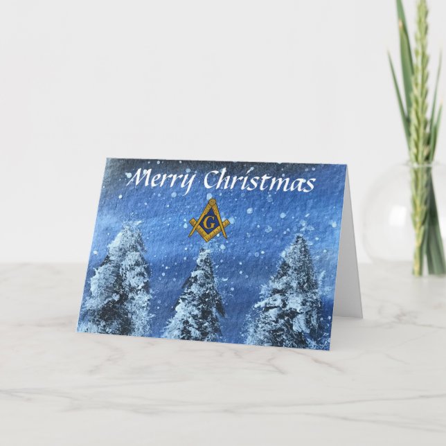 Tarjeta De Agradecimiento Navidades de Freemason Masonic Square y Compass (Anverso)