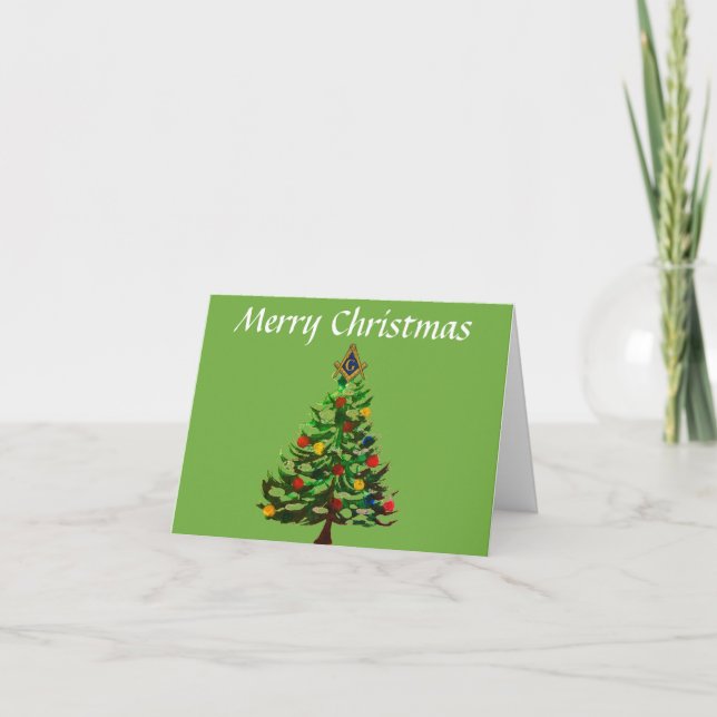 Tarjeta De Agradecimiento Navidades de Freemason Masonic Square y Compass (Anverso)