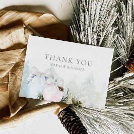 Tarjeta De Agradecimiento Navidades de género revelan Baby Shower