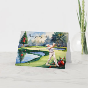Tarjeta De Agradecimiento Navidades de golf temáticos para golfistas gracias