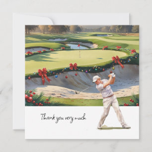 Tarjeta De Agradecimiento Navidades de golf temáticos para golfistas gracias