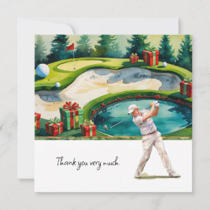 Tarjeta De Agradecimiento Navidades de golf temáticos para golfistas gracias