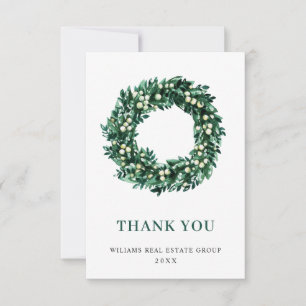 Tarjeta De Agradecimiento Navidades de Holly Berry Wreath saludando feriado