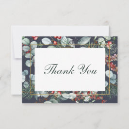 Tarjeta De Agradecimiento Navidades de invierno Boda de la Marina Verde