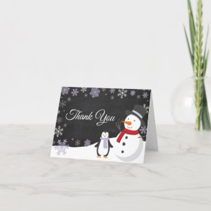 Tarjeta De Agradecimiento Navidades de invierno festejan violeta copo de nie