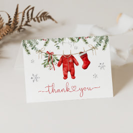 Tarjeta De Agradecimiento Navidades de invierno Santa Bebé Baby Shower