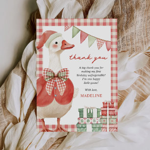 Tarjeta De Agradecimiento Navidades de invierno Silly Goose Gingham Cumpleañ