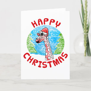 Tarjeta De Agradecimiento Navidades de jirafa consideran divertida la natura
