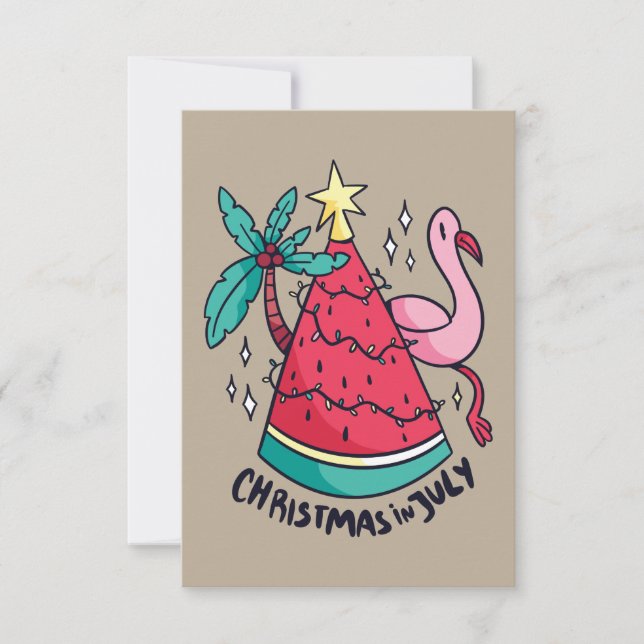 TARJETA DE AGRADECIMIENTO NAVIDADES DE JULIO FUNNY WATERMELON TREE (Anverso)