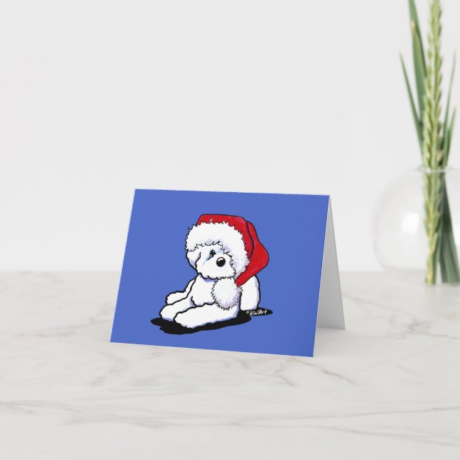 Tarjeta De Agradecimiento Navidades de KiniArt Bichon Frise (Anverso)