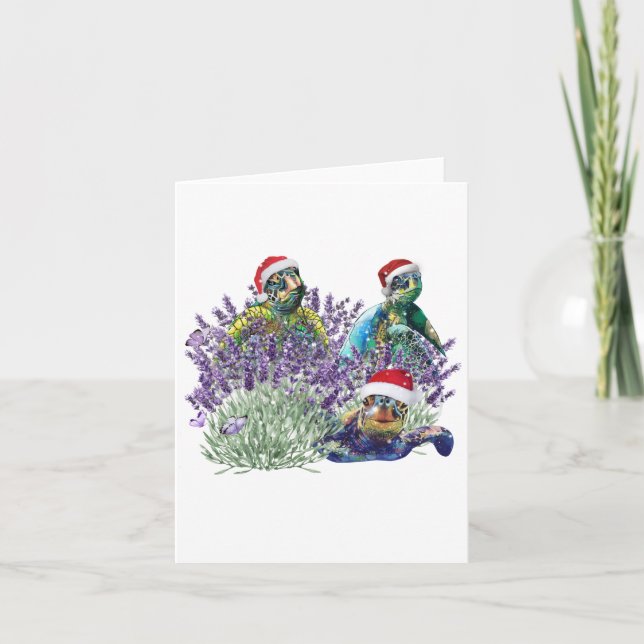 Tarjeta De Agradecimiento Navidades de la Turtle Lavender Navidades navideño (Anverso)