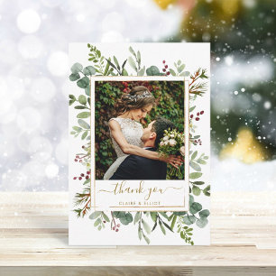 Tarjeta De Agradecimiento Navidades de la vegetación botánica Boda de oro