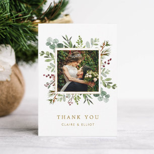 Tarjeta De Agradecimiento Navidades de la vegetación botánica Boda de oro