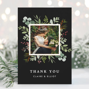 Tarjeta De Agradecimiento Navidades de la vegetación botánica foto de Boda n
