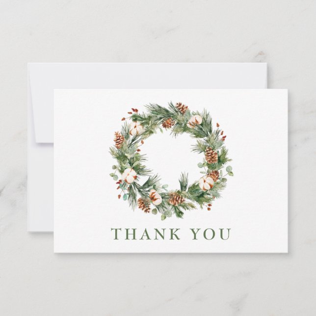 Tarjeta De Agradecimiento Navidades de los pieles Holiday Wreath Corporate (Anverso)