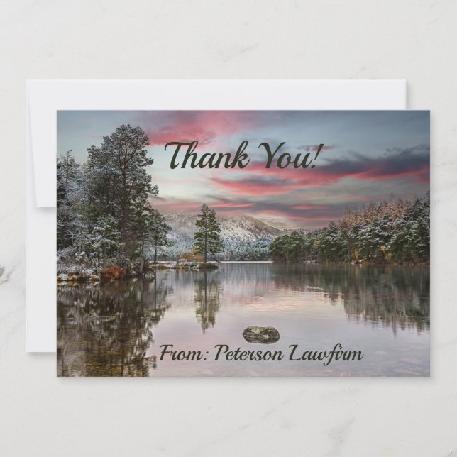 Tarjeta De Agradecimiento Navidades de negocios gracias a Snowy Landscape (Anverso)