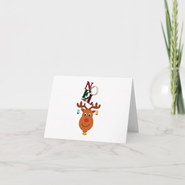 Tarjeta De Agradecimiento Navidades de Noel Deer Bells Bauble Rudolf Snowfla (Anverso)