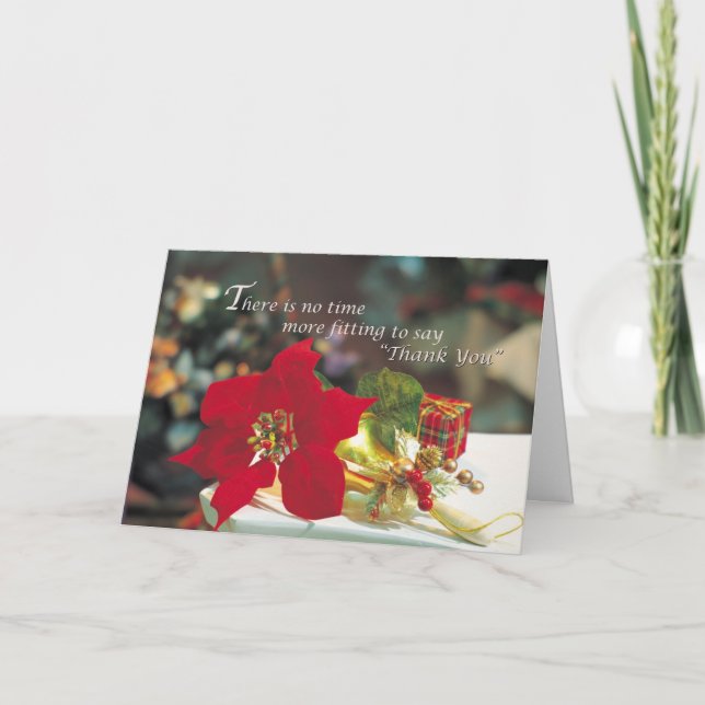 Tarjeta De Agradecimiento Navidades de Poinsettia - Gracias a los negocios (Anverso)
