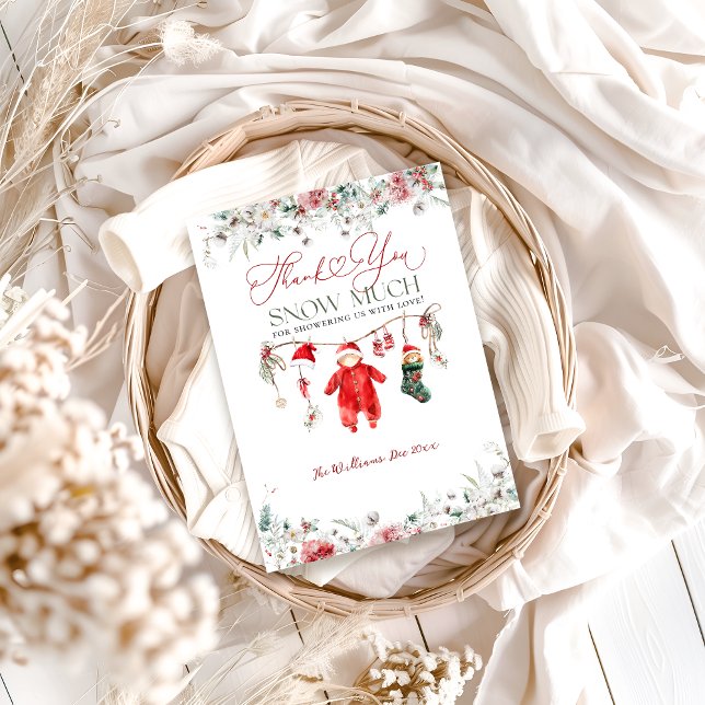 Tarjeta De Agradecimiento Navidades de Santa Bebé Baby Shower Género neutral (Subido por el creador)