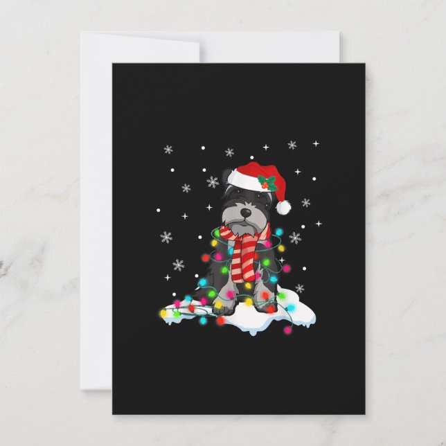 Tarjeta De Agradecimiento navidades de schnauzer adorables luces con sombrer (Anverso)