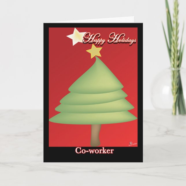 Tarjeta De Agradecimiento Navidades de trabajo conjunto Card Tree Happy Holi (Anverso)