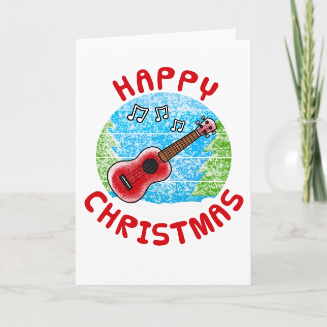 Tarjeta De Agradecimiento Navidades de Ukulele aceptan música de jugador Uke (Anverso)