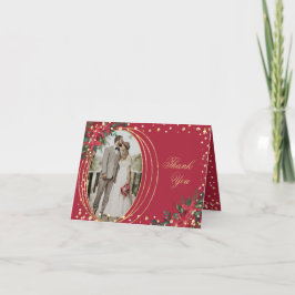 Tarjeta De Agradecimiento Navidades de vacaciones Holly Photo Boda