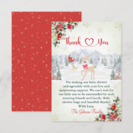 Tarjeta De Agradecimiento Navidades de venado de invierno Snowflake Baby Sho