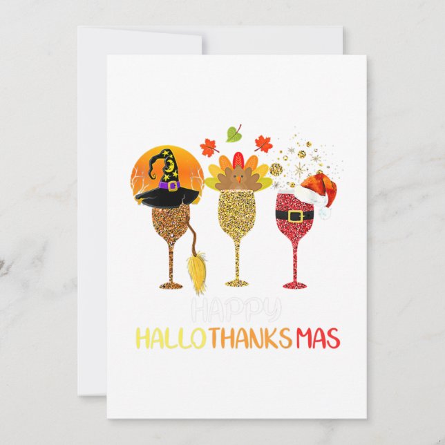 Tarjeta De Agradecimiento Navidades de Wine Hallothanksmas Halloween Thanksg (Anverso)