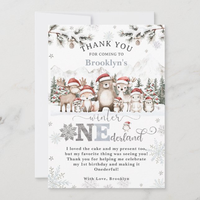 Tarjeta De Agradecimiento Navidades de Woodland Winter ONEderland Primer cum (Anverso)