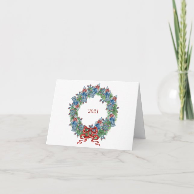 Tarjeta De Agradecimiento Navidades de Wreath 2024 Ginger Jar (Anverso)
