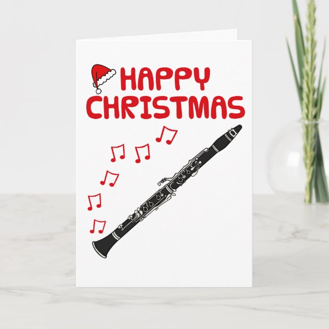 Tarjeta De Agradecimiento Navidades del Clarinet con música Woodwind (Anverso)