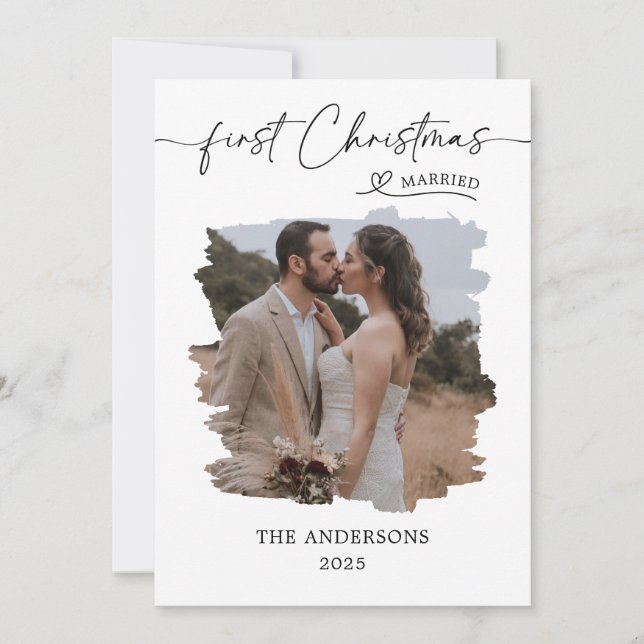 Tarjeta De Agradecimiento Navidades del primer guión de Navidad casados (Anverso)