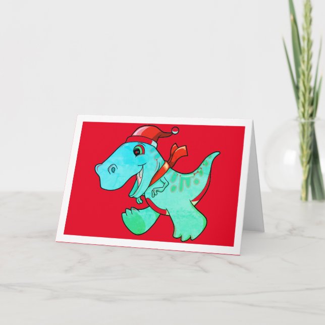 TARJETA DE AGRADECIMIENTO NAVIDADES DINOSAUR PARA NIÑOS CARTA DE GREETING (Anverso)