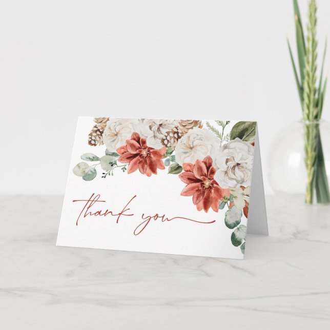 Tarjeta De Agradecimiento Navidades elegantes ducha de novias rojas de invie (Anverso)