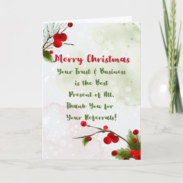 Tarjeta De Agradecimiento Navidades empresariales | Clientes de marketing de (Anverso)