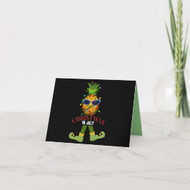 Tarjeta De Agradecimiento Navidades en julio Pineapple Elf cotejando saludos
