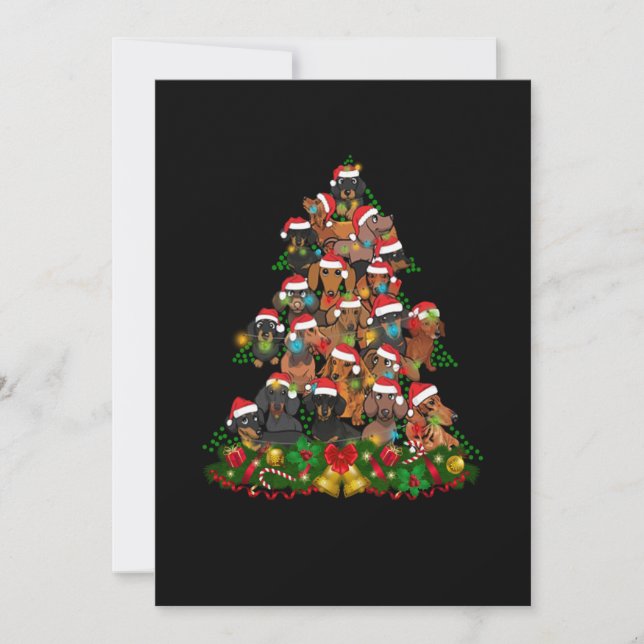 Tarjeta De Agradecimiento Navidades felices| Luz de árbol de Navidad de perr (Anverso)