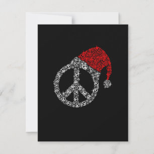 Tarjeta De Agradecimiento Navidades felices Símbolo de Hippies Gorra Santa
