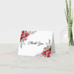 Tarjeta De Agradecimiento Navidades Florales de Poinsettia Roja Baby Shower