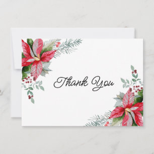 Tarjeta De Agradecimiento Navidades Florales de Poinsettia Roja Baby Shower